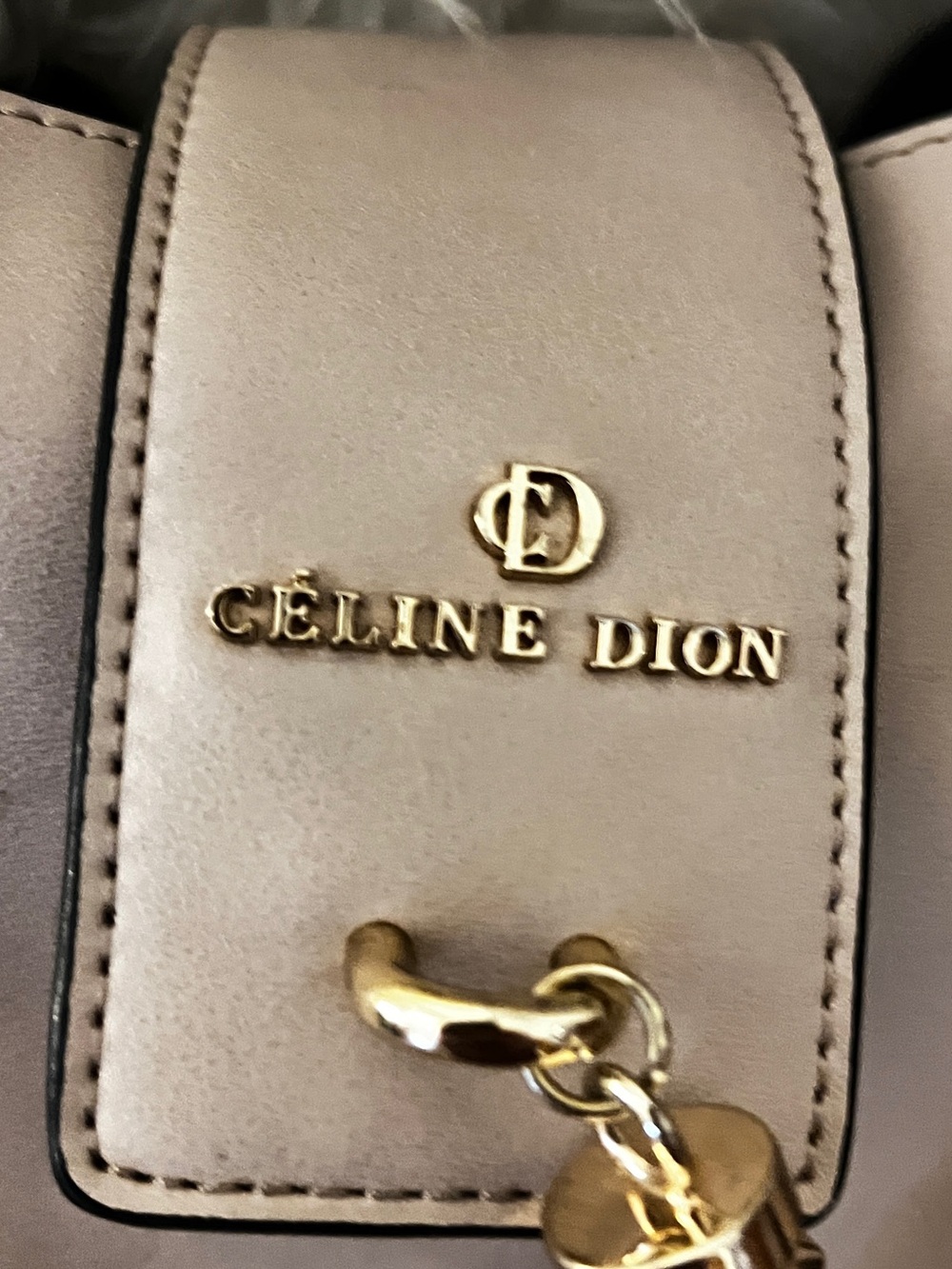 Celine Dion Cream Shoulder Bag with Gold Tassel 2 purses in one